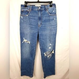 Abercrombie & Fitch the Ankle Straight High Rise Medium Washed Blue Jeans Sz 29